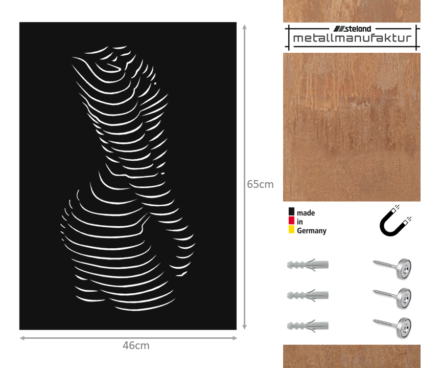 Wandbild Frauenkörper abstrakt | Stahl pulverbeschichtet